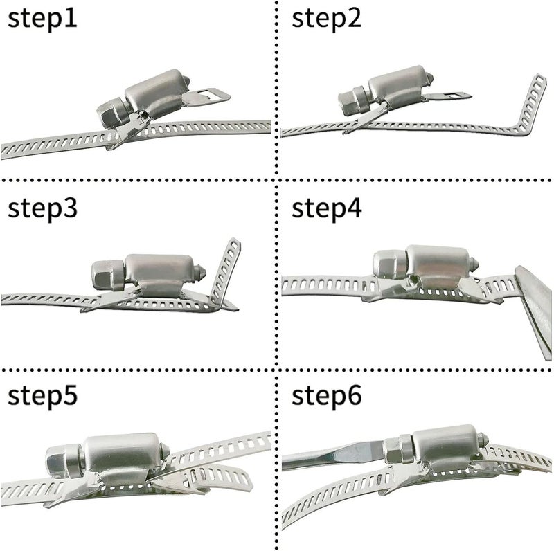 WSWECCL 20 pack,Hose Clamp Fasteners only(no strap),DIY 304 Stainless Steel Adjustable Pipe Worm Clamp Fasteners for Air Duct Clamps,Exhaust Wrap Clamps,Water Pipe,Pole Mount and Metal Strapping - Image 3